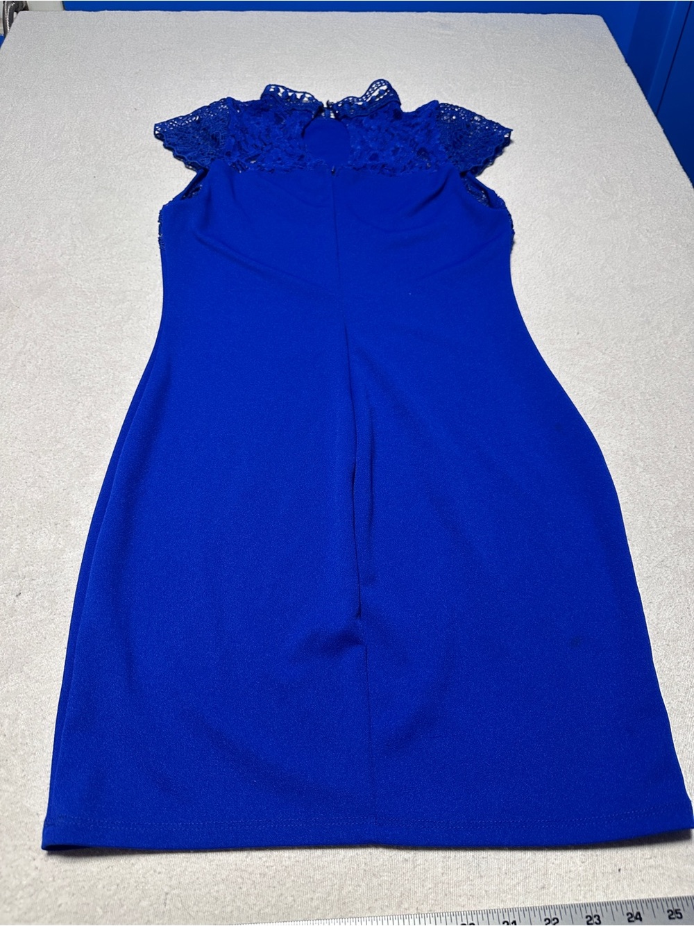Haute Monde Cobalt Blue Lace Yoke Mini Dress - Picture 12 of 12